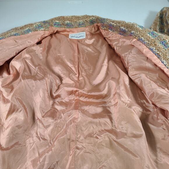 Donnkenny Tan Pink Lavender Lambswool Blend Lined Puff Princess Sleeve Jacket M - Picture 5 of 6